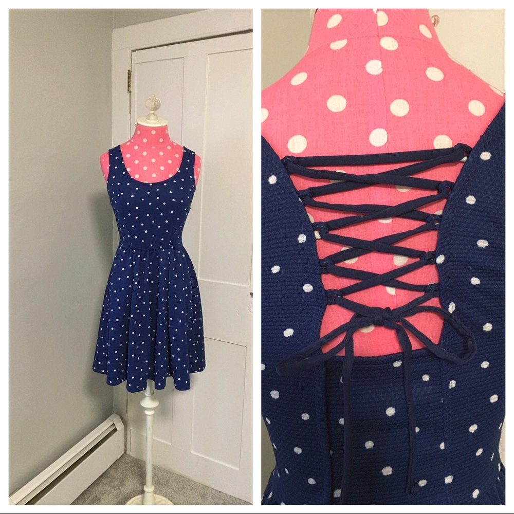 Jessica Simpson Corset Back Polka Dot Dress